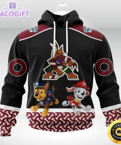 customized nhl arizona coyotes hoodie special paw patrol design 3d unisex hoodie