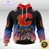 customized nhl calgary flames hoodie x kiss band design 3d unisex hoodie