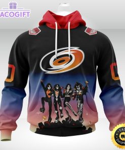 customized nhl carolina hurricanes hoodie x kiss band design 3d unisex hoodie