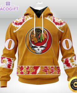 customized nhl chicago blackhawks hoodie special grateful dead skull 3d unisex hoodie