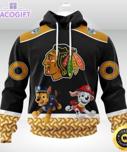 customized nhl chicago blackhawks hoodie special paw patrol design 3d unisex hoodie