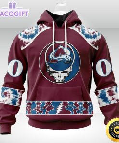 customized nhl colorado avalanche hoodie special grateful dead skull 3d unisex hoodie