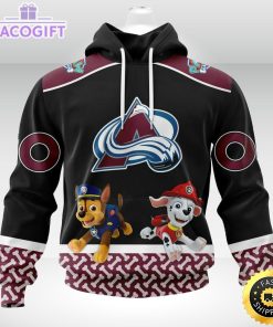 customized nhl colorado avalanche hoodie special paw patrol design 3d unisex hoodie