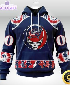 customized nhl columbus blue jackets hoodie special grateful dead skull 3d unisex hoodie