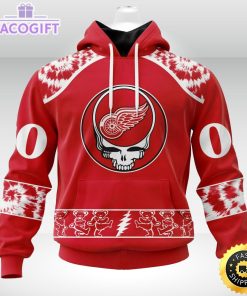 customized nhl detroit red wings hoodie special grateful dead skull 3d unisex hoodie
