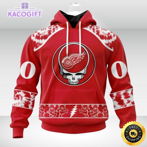 customized nhl detroit red wings hoodie special grateful dead skull 3d unisex hoodie