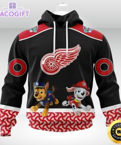 customized nhl detroit red wings hoodie special paw patrol design 3d unisex hoodie