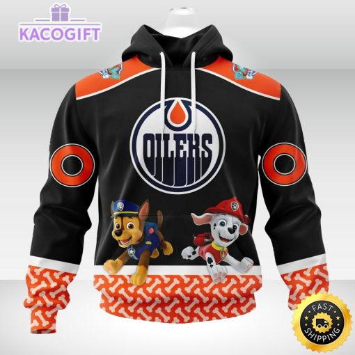 customized nhl edmonton oilers hoodie special paw patrol design 3d unisex hoodie