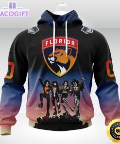 customized nhl florida panthers hoodie x kiss band design 3d unisex hoodie