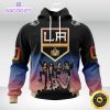 customized nhl los angeles kings hoodie x kiss band design 3d unisex hoodie