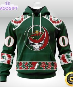 customized nhl minnesota wild hoodie special grateful dead skull 3d unisex hoodie