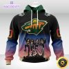 customized nhl minnesota wild hoodie x kiss band design 3d unisex hoodie