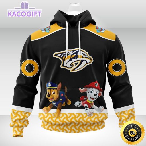 customized nhl nashville predators hoodie special paw patrol design 3d unisex hoodie