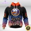customized nhl new york islanders hoodie x kiss band design 3d unisex hoodie