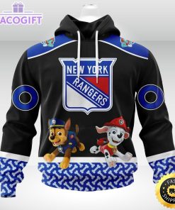 customized nhl new york rangers hoodie special paw patrol design 3d unisex hoodie