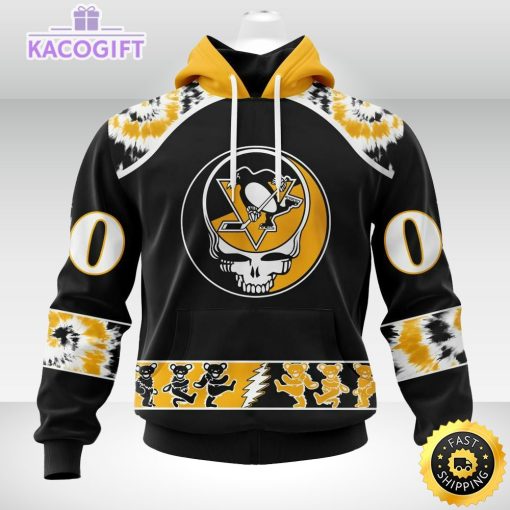 customized nhl pittsburgh penguins hoodie special grateful dead skull 3d unisex hoodie