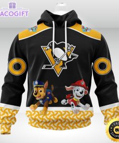 customized nhl pittsburgh penguins hoodie special paw patrol design 3d unisex hoodie