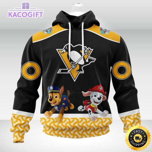 customized nhl pittsburgh penguins hoodie special paw patrol design 3d unisex hoodie