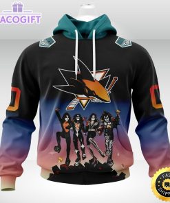 customized nhl san jose sharks hoodie x kiss band design 3d unisex hoodie