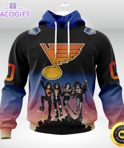 customized nhl st louis blues hoodie x kiss band design 3d unisex hoodie