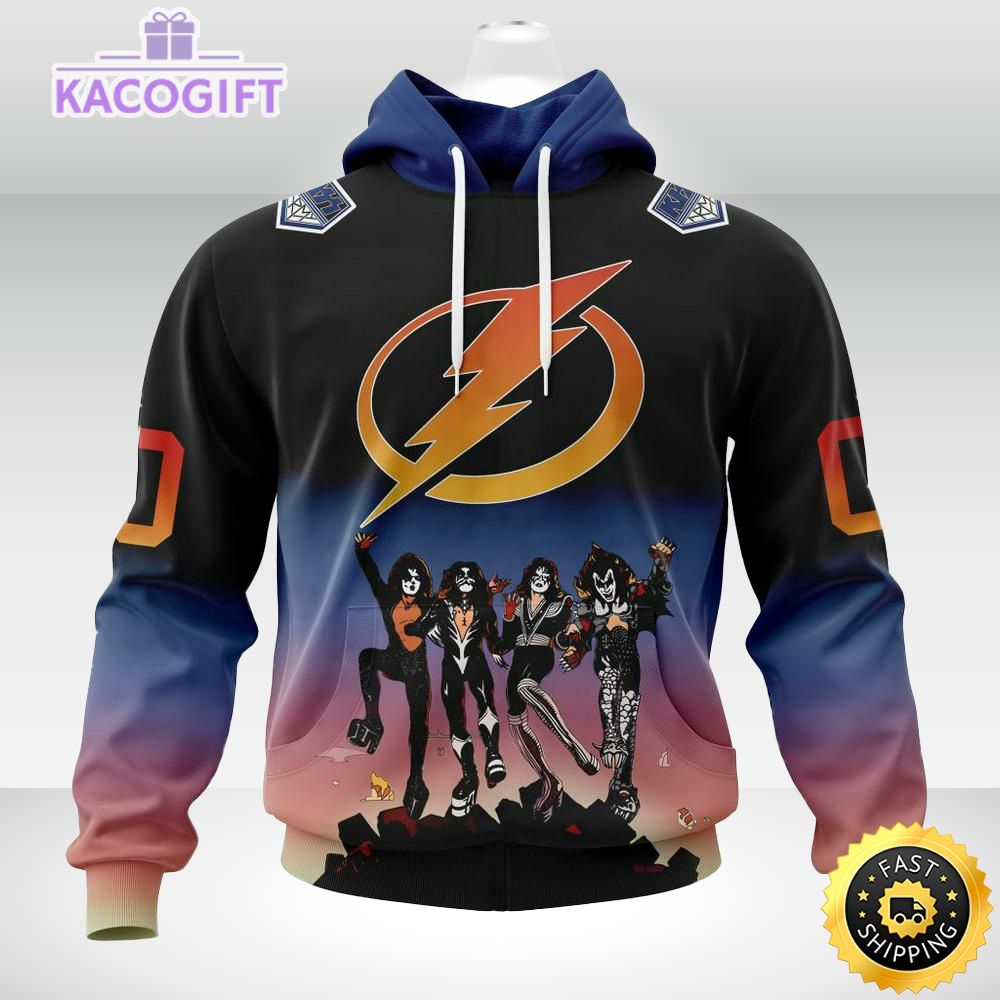 Customized Tampa Bay Lightning X KISS Band 3D Unisex Hoodie