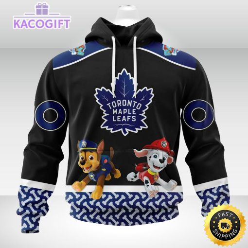 customized nhl toronto maple leafs hoodie special paw patrol design 3d unisex hoodie