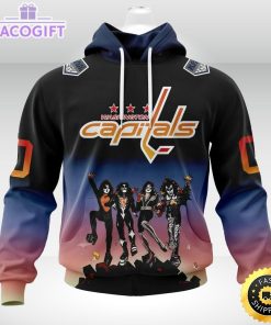 customized nhl washington capitals hoodie x kiss band design 3d unisex hoodie