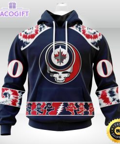 customized nhl winnipeg jets hoodie special grateful dead skull 3d unisex hoodie