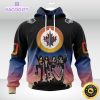 customized nhl winnipeg jets hoodie x kiss band design 3d unisex hoodie