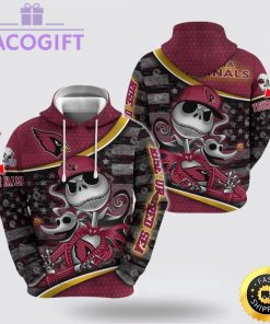 nfl arizona cardinals hoodie jack skellington custom name football 3d hoodie