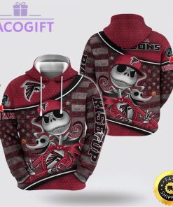 nfl atlanta falcons hoodie jack skellington custom name football 3d hoodie
