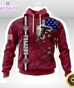 nfl atlanta falcons personalized name and number hoodie with united states flag unisex hoodie