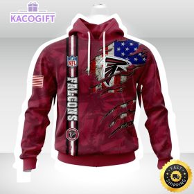nfl atlanta falcons personalized name and number hoodie with united states flag unisex hoodie