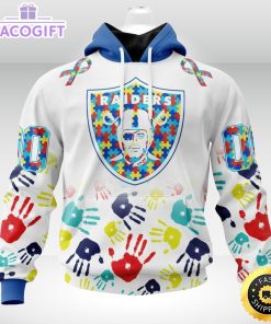 nfl autism hoodie las vegas raiders special autism awareness design 3d unisex hoodie