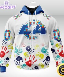 nfl autism hoodie los angeles rams special autism awareness design 3d unisex hoodie
