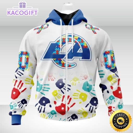 nfl autism hoodie los angeles rams special autism awareness design 3d unisex hoodie