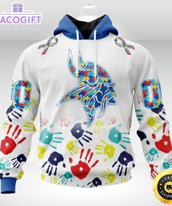 nfl autism hoodie minnesota vikings special autism awareness design 3d unisex hoodie