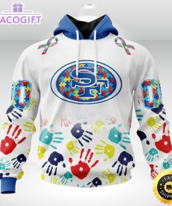 nfl autism hoodie san francisco 49ers special autism awareness design 3d unisex hoodie