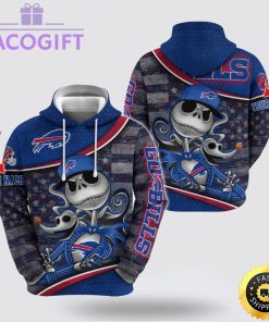 nfl buffalo bills hoodie jack skellington custom name football 3d hoodie