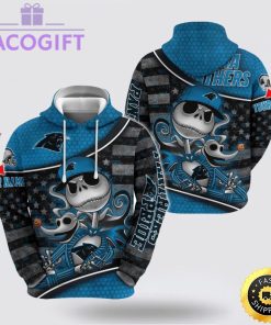 nfl carolina panthers hoodie jack skellington custom name football 3d hoodie