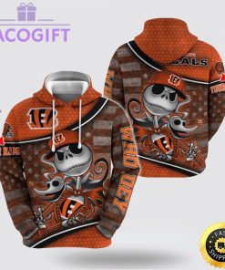 nfl cincinnati bengals hoodie jack skellington custom name football 3d hoodie