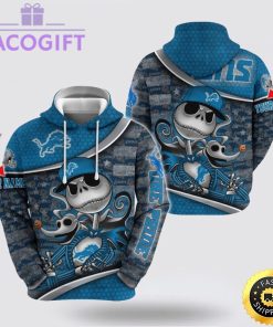 nfl detroit lions hoodie jack skellington custom name football 3d hoodie