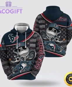 nfl houston texans hoodie jack skellington custom name football 3d hoodie
