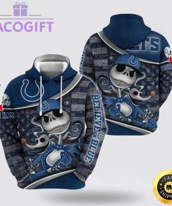 nfl indianapolis colts hoodie jack skellington custom name football 3d hoodie