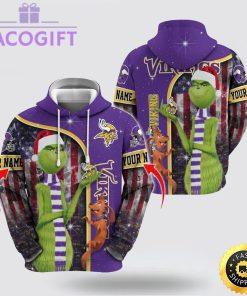 nfl minnesota vikings hoodie grinch custom 3d hoodie trending shirt