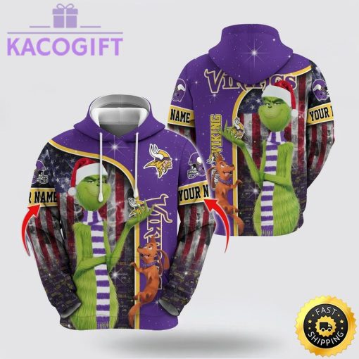 nfl minnesota vikings hoodie grinch custom 3d hoodie trending shirt