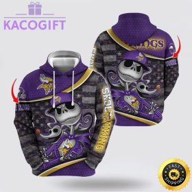 nfl minnesota vikings hoodie jack skellington custom name football 3d hoodie