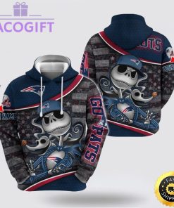 nfl new england patriots hoodie jack skellington custom name football 3d hoodie
