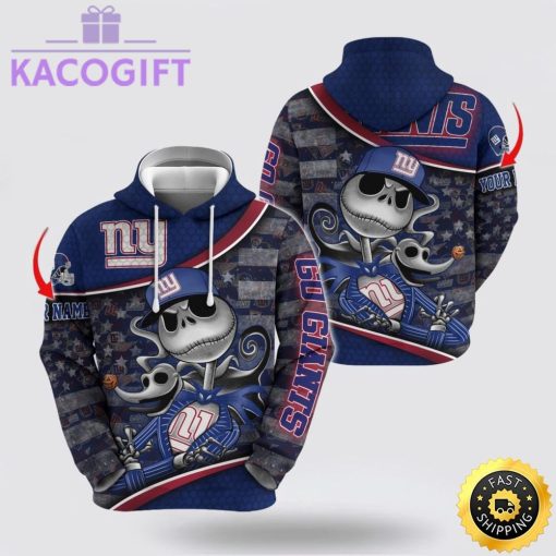 nfl new york giants hoodie jack skellington custom name football 3d hoodie