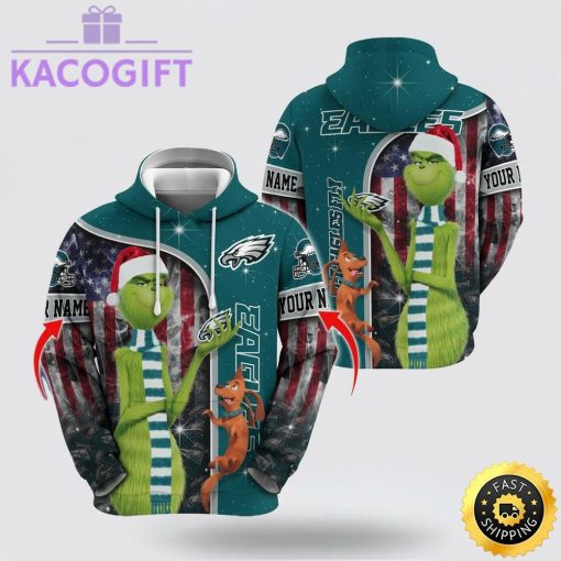 nfl philadelphia eagles hoodie grinch custom 3d hoodie trending shirt